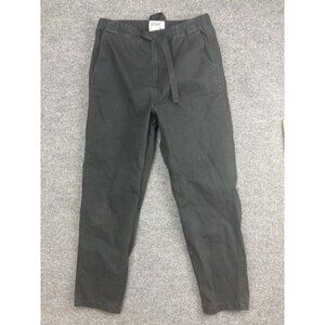 Stoic Pants Mens Medium Black Stretch Chino Elastic Waist Belted Tapered Casual